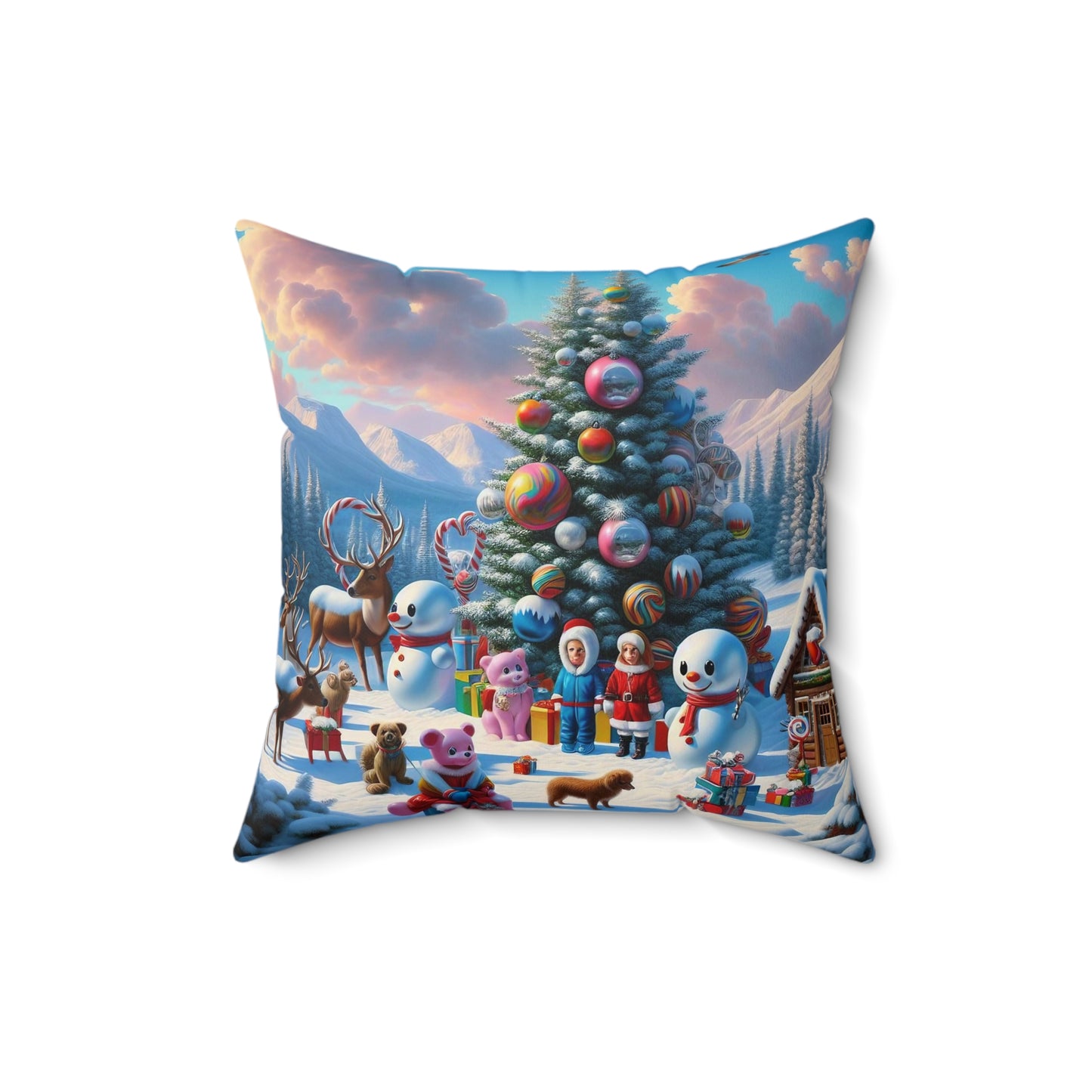 Spun Polyester Square Pillow - Winter 122