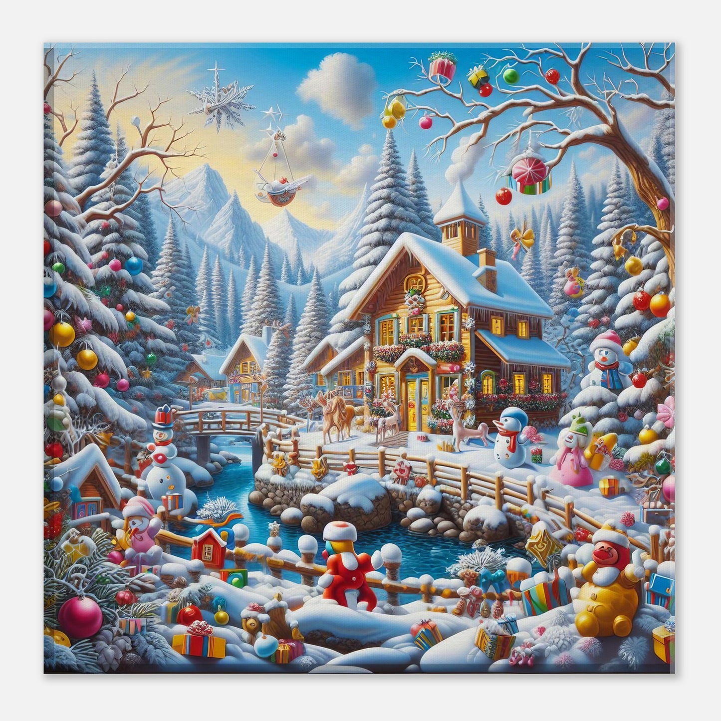 Wall Art - Winter 13 - Village nestled in a snow-covered mountain valley