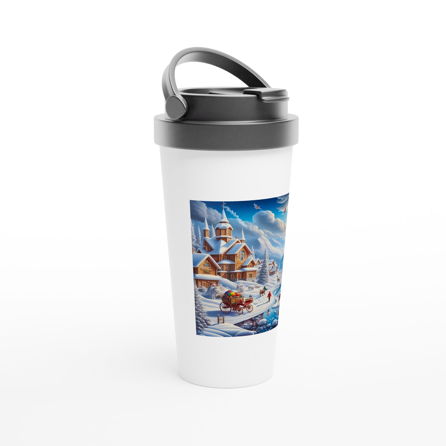 White 15oz Stainless Steel Travel Mug - Winter 115