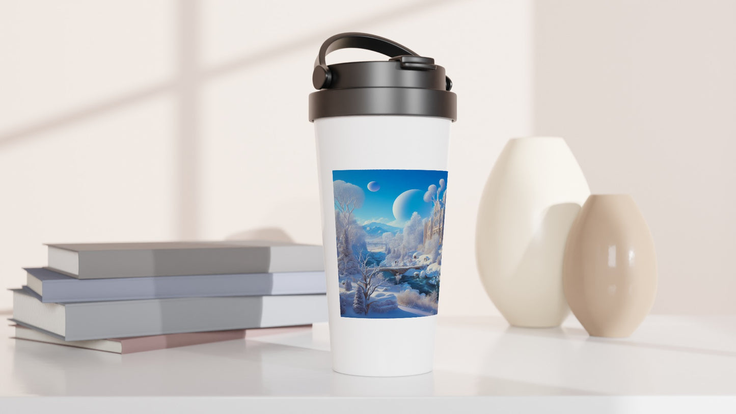 White 15oz Stainless Steel Travel Mug - Winter 89