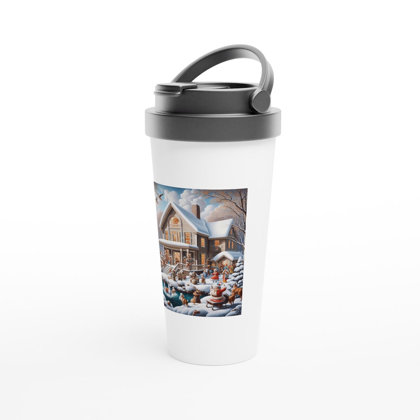 White 15oz Stainless Steel Travel Mug - Winter 86