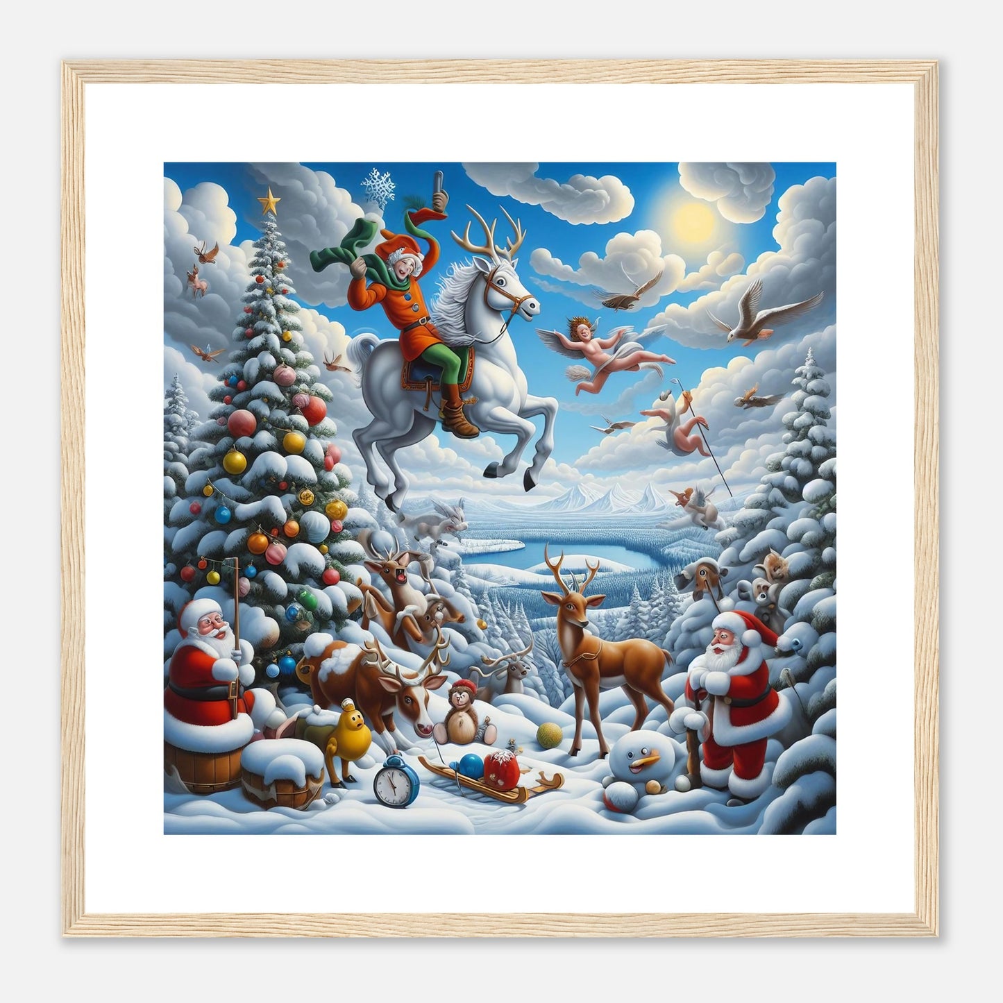 Wall Art - Winter 30 - Flying horse and elf