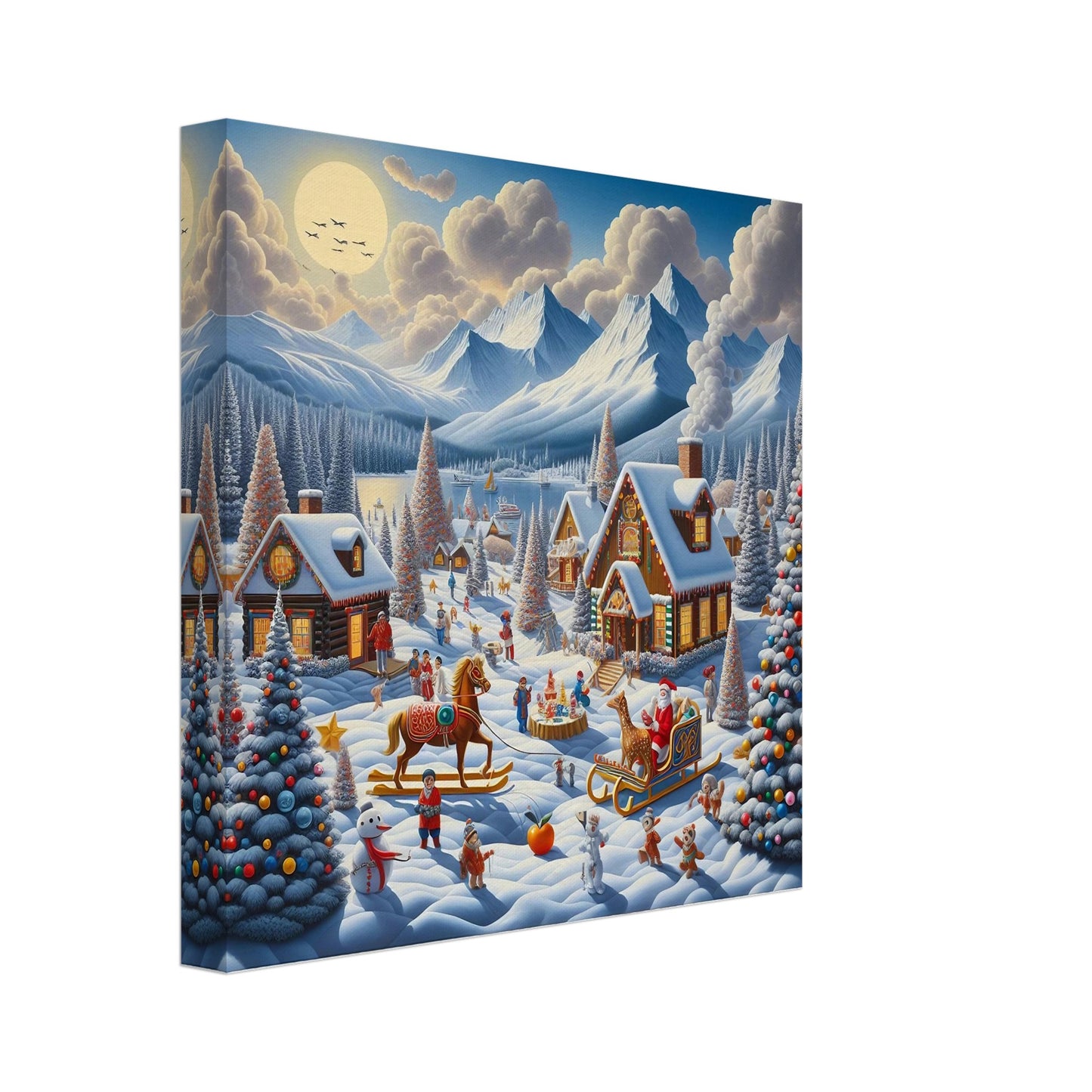 Wall art - Houses with Santa Claus and a Wood Horse