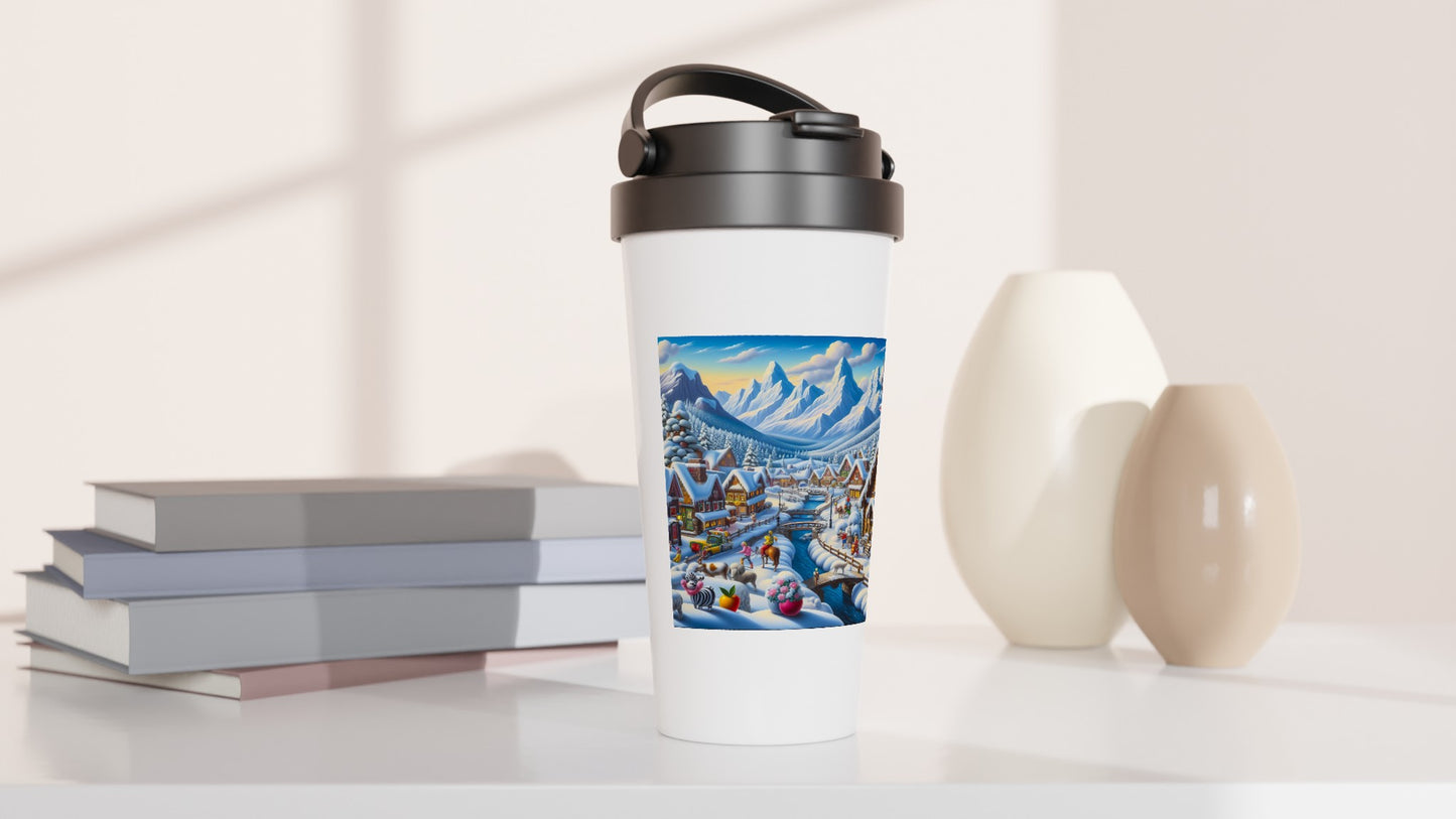 White 15oz Stainless Steel Travel Mug - Winter 183