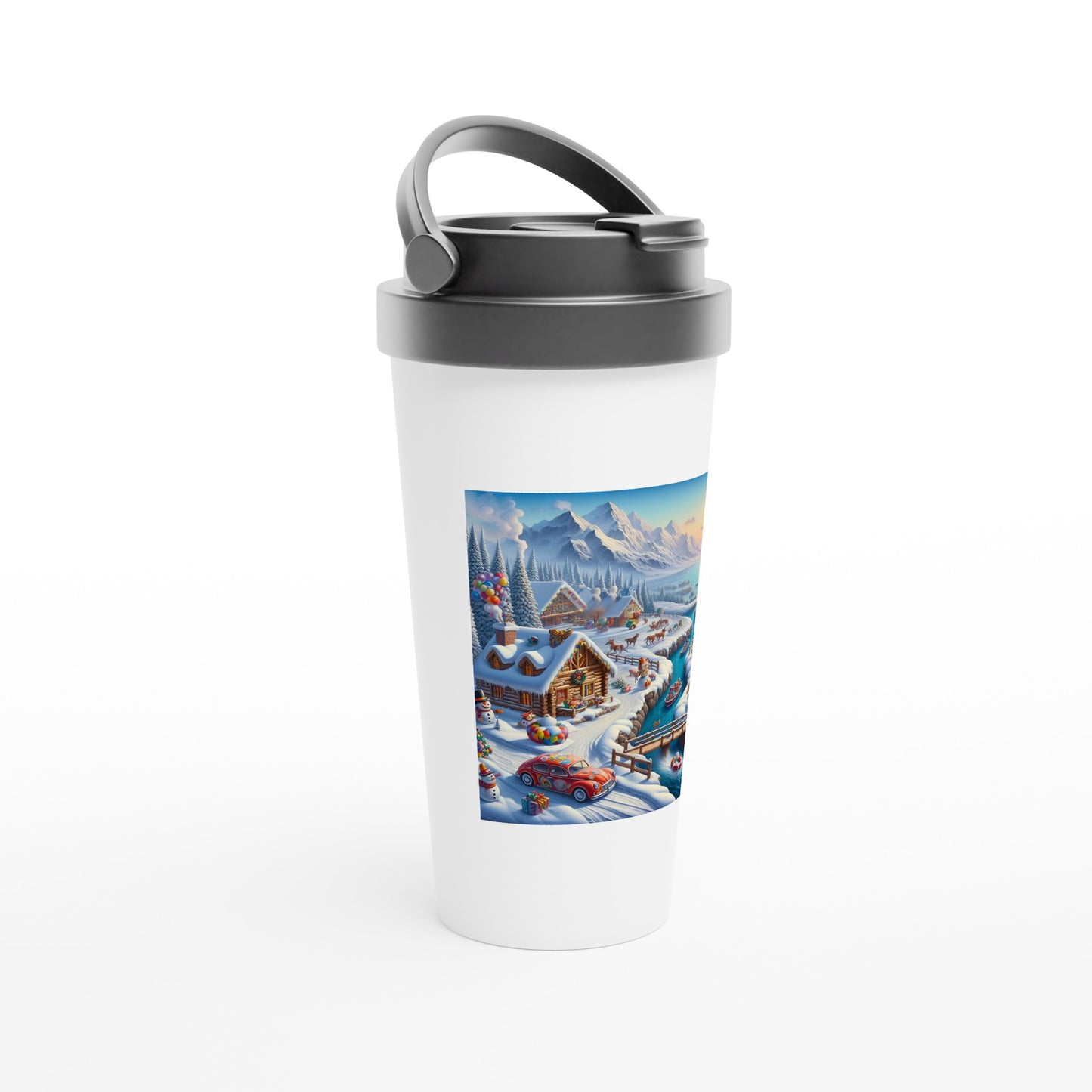 White 15oz Stainless Steel Travel Mug - Winter 81