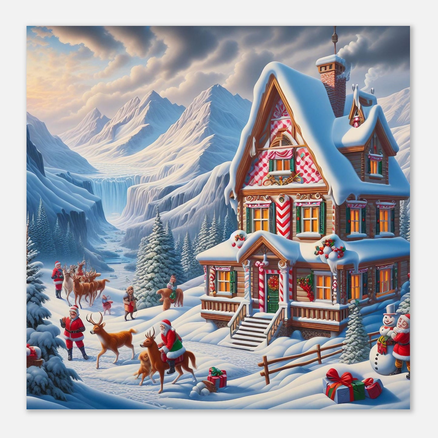 Wall Art - Winter 56 - Cottage and deer
