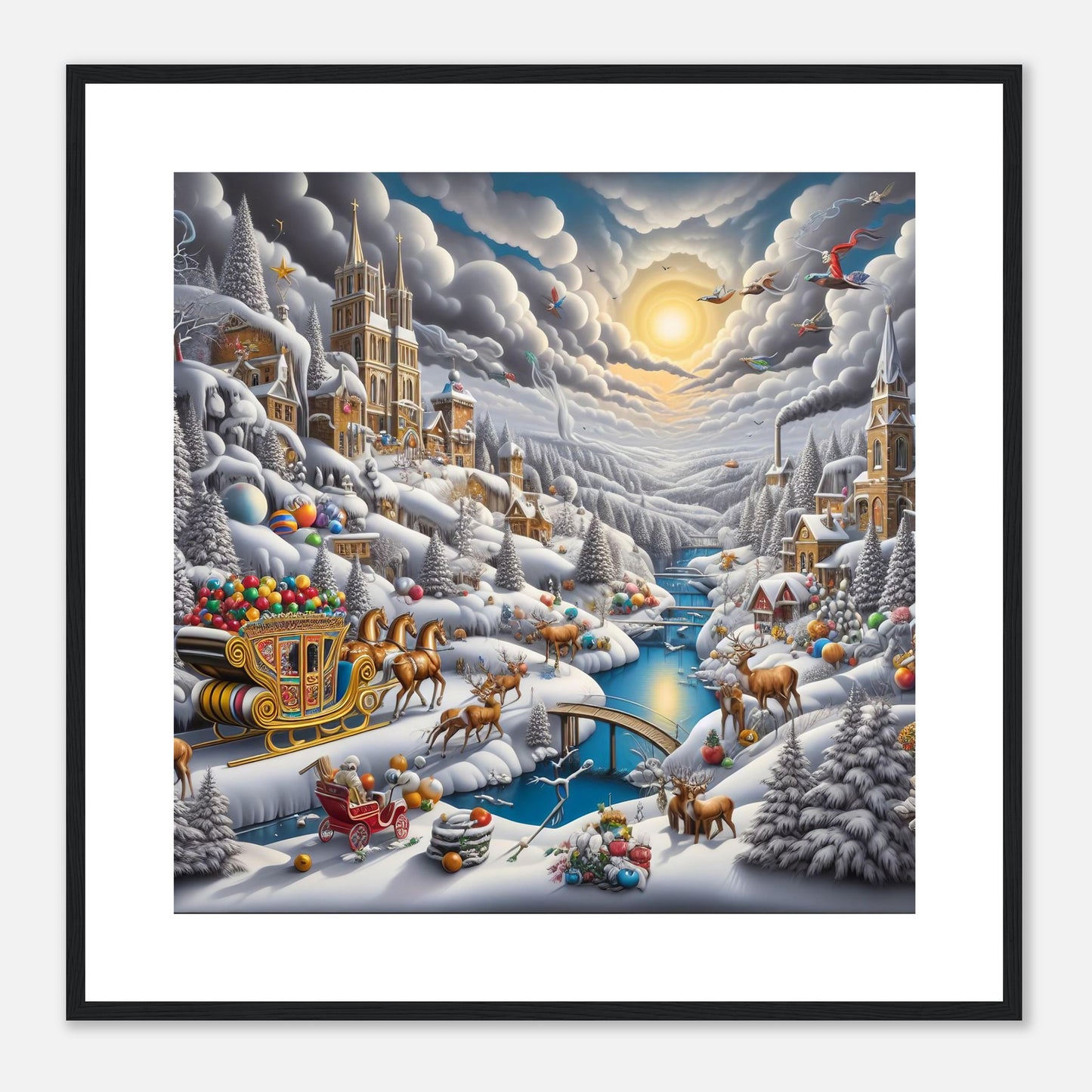 Wall Art - Winter 14 - Horses with snow sleigh