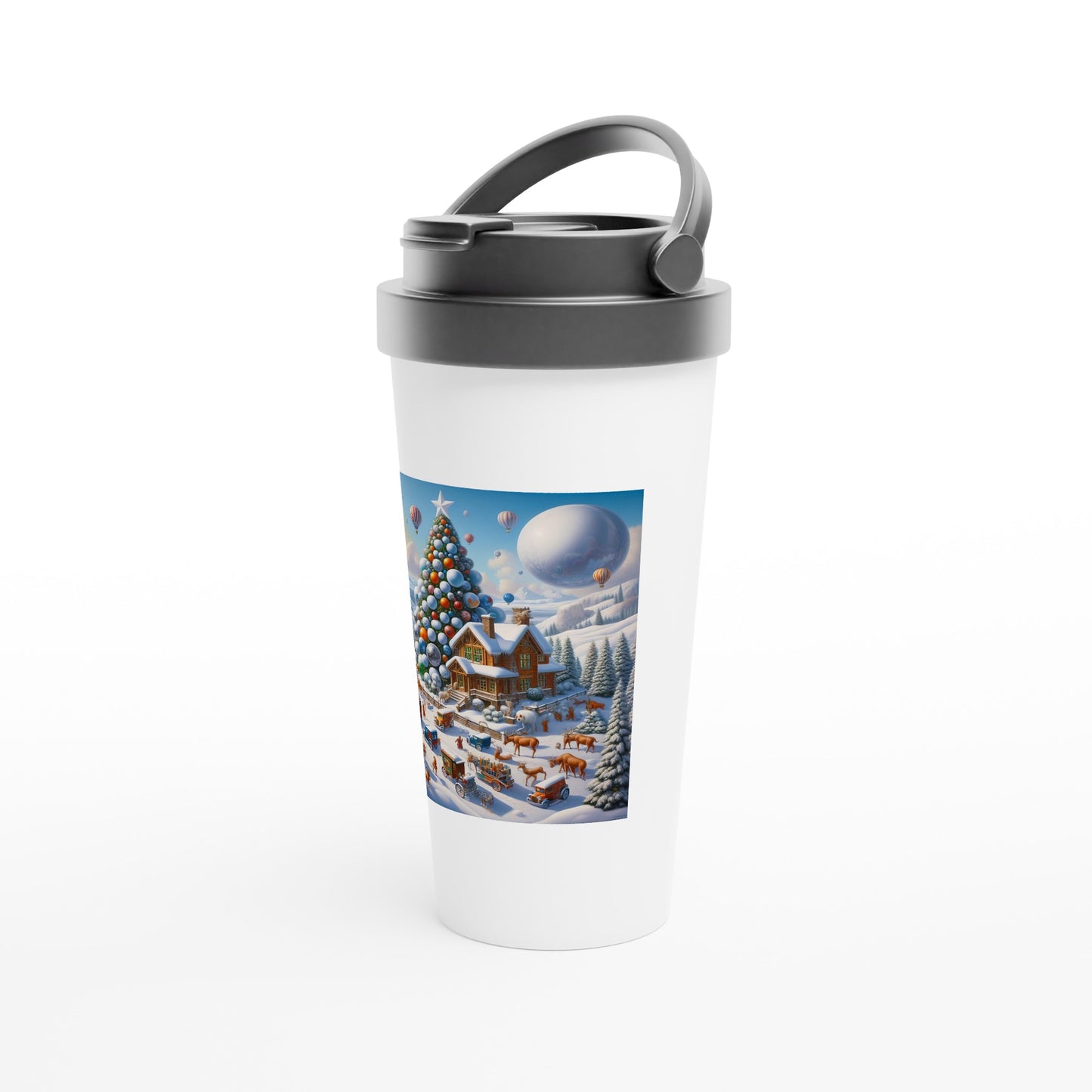 White 15oz Stainless Steel Travel Mug - Winter 96