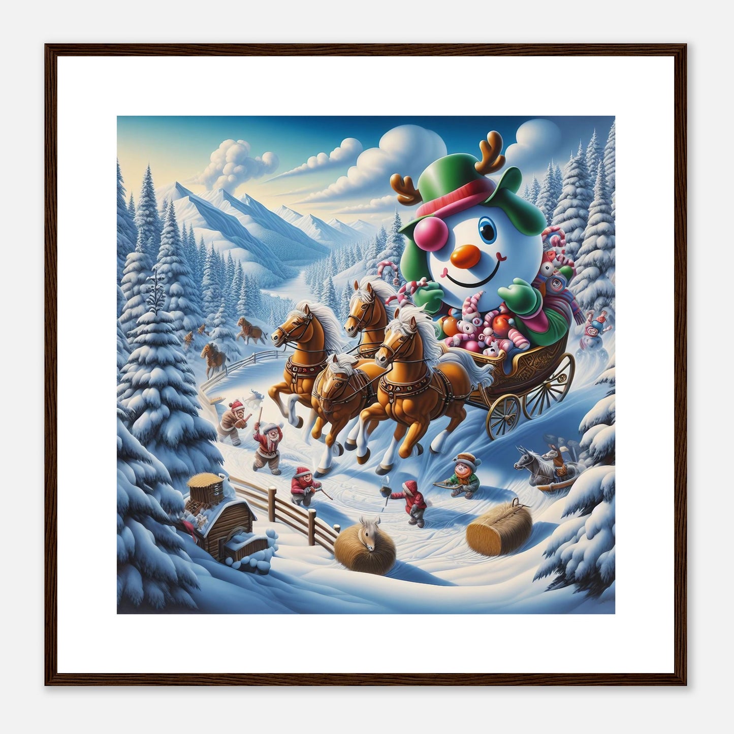 Wall Art - Winter 63 - Snowman in a carriage
