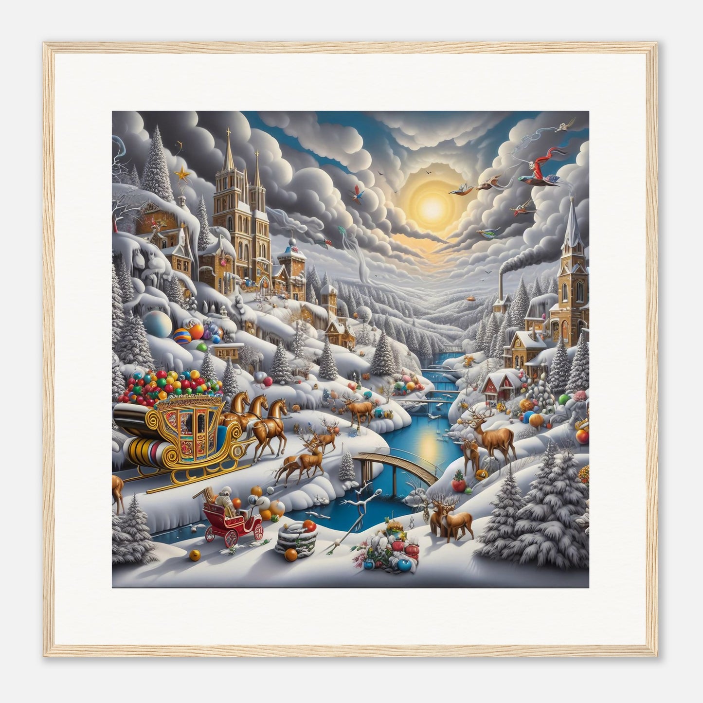 Wall Art - Winter 14 - Horses with snow sleigh