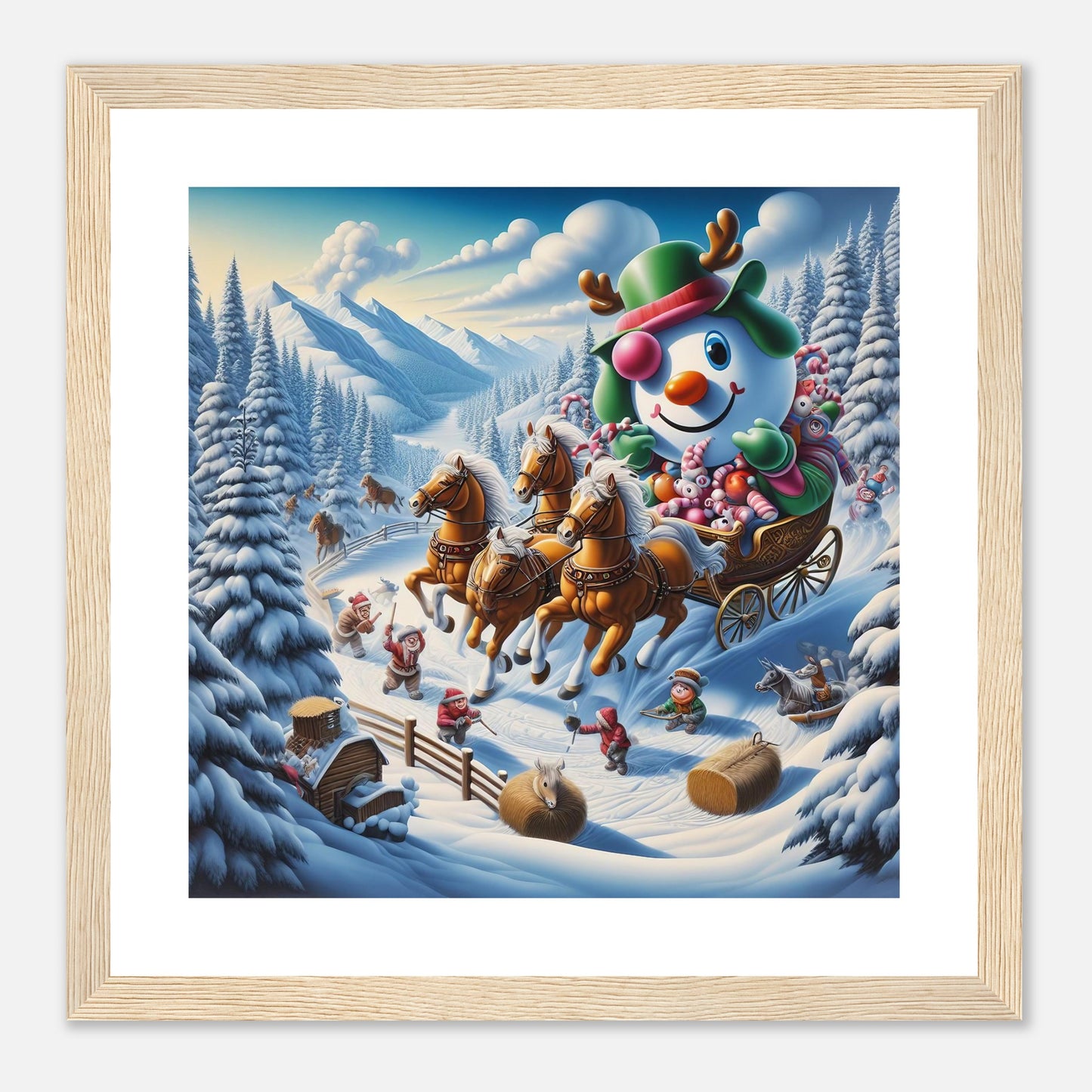 Wall Art - Winter 63 - Snowman in a carriage