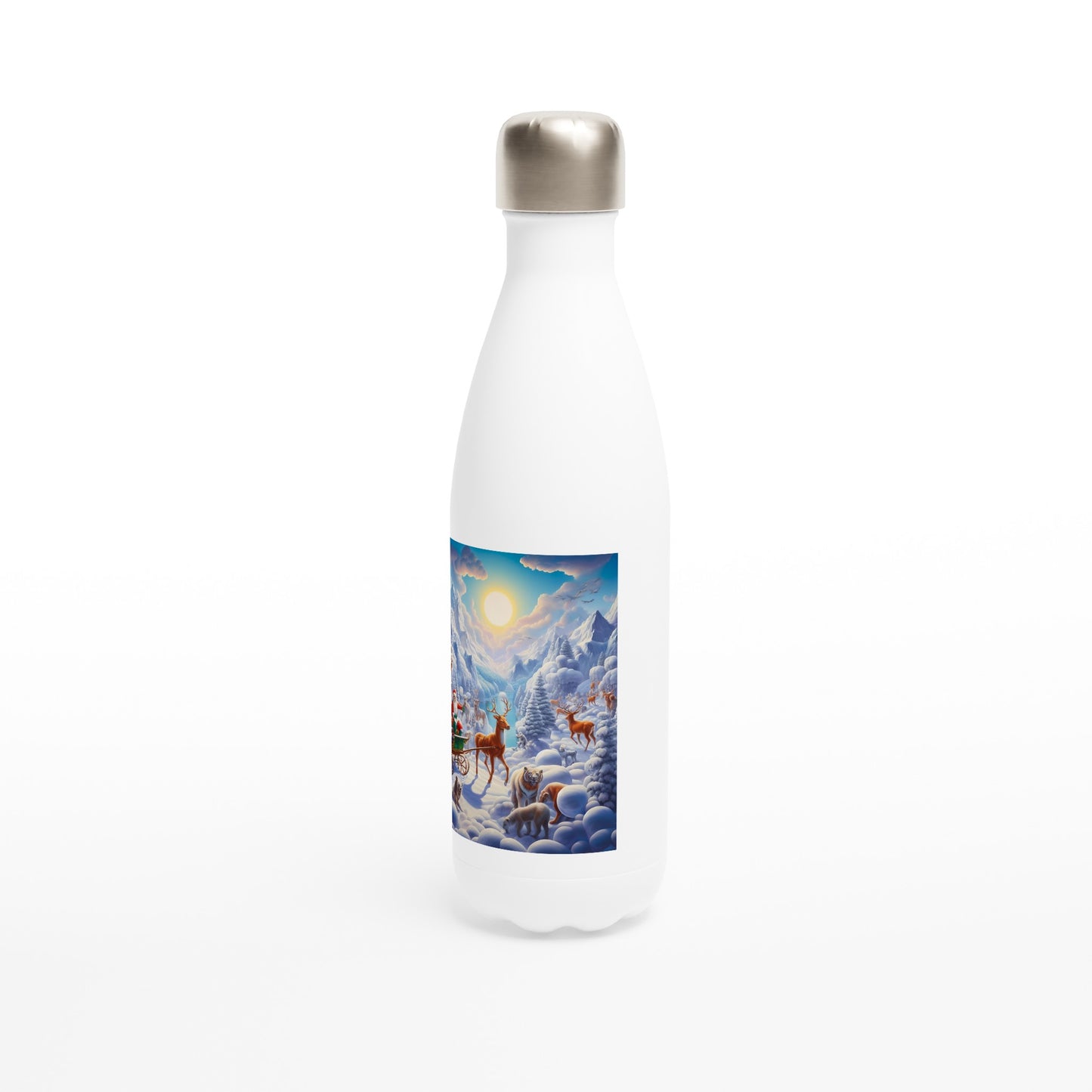 White 17oz Stainless Steel Water Bottle - Winter 123