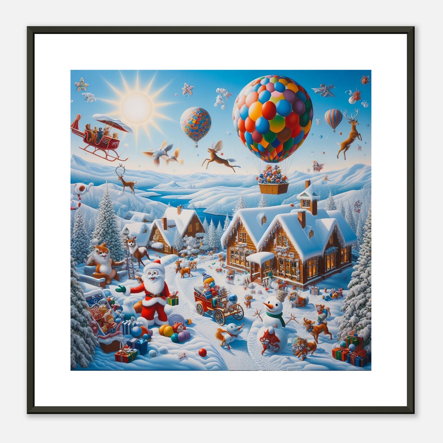 Wall Art - Winter 40 - Hot air balloon and snowman