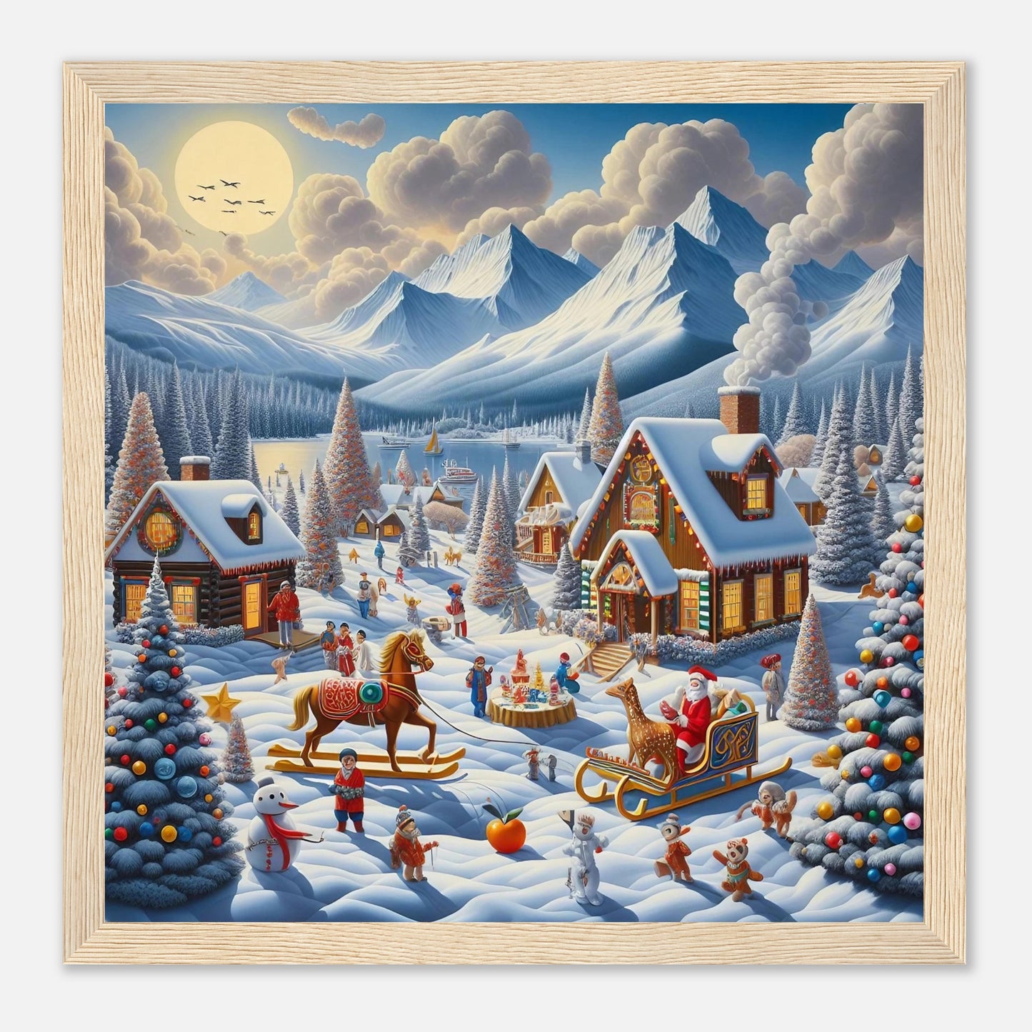 Wall art - Houses with Santa Claus and a Wood Horse