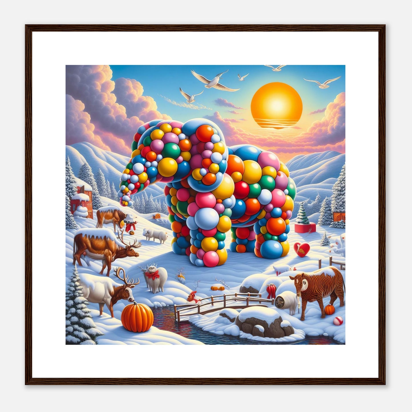 Wall Art - Winter 74 - Elephant and sun