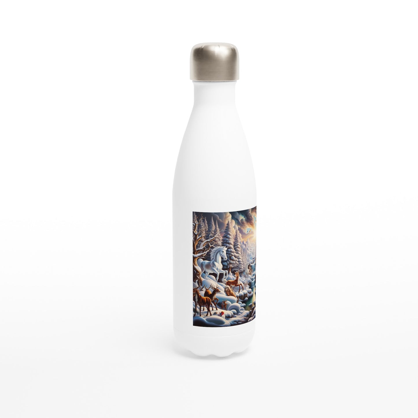 White 17oz Stainless Steel Water Bottle - Winter 116