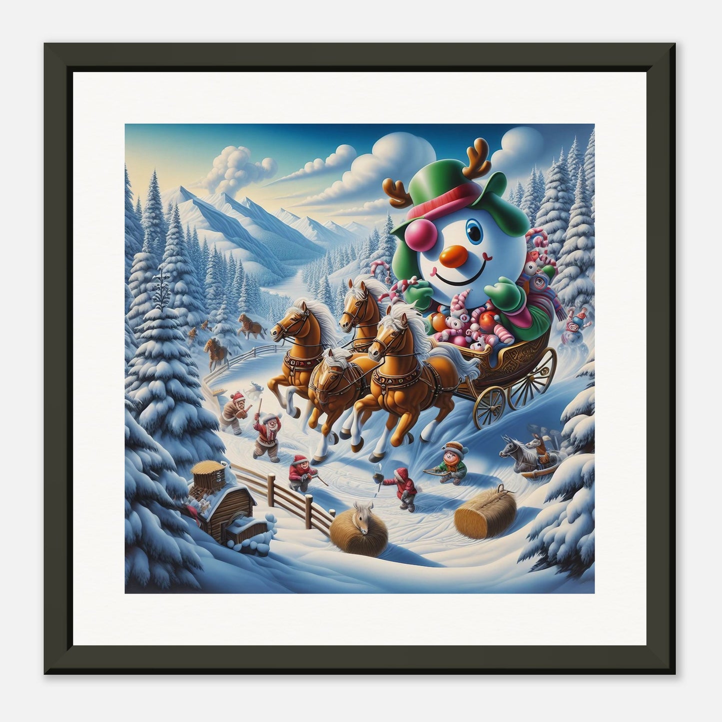 Wall Art - Winter 63 - Snowman in a carriage