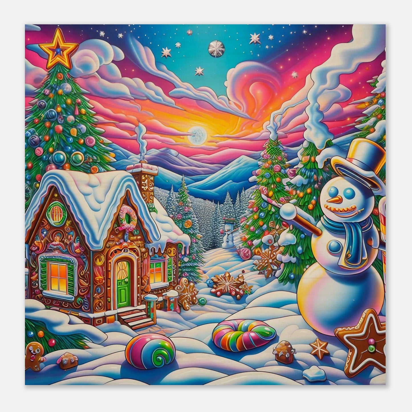 Wall art - Snowman and Gingerbread House