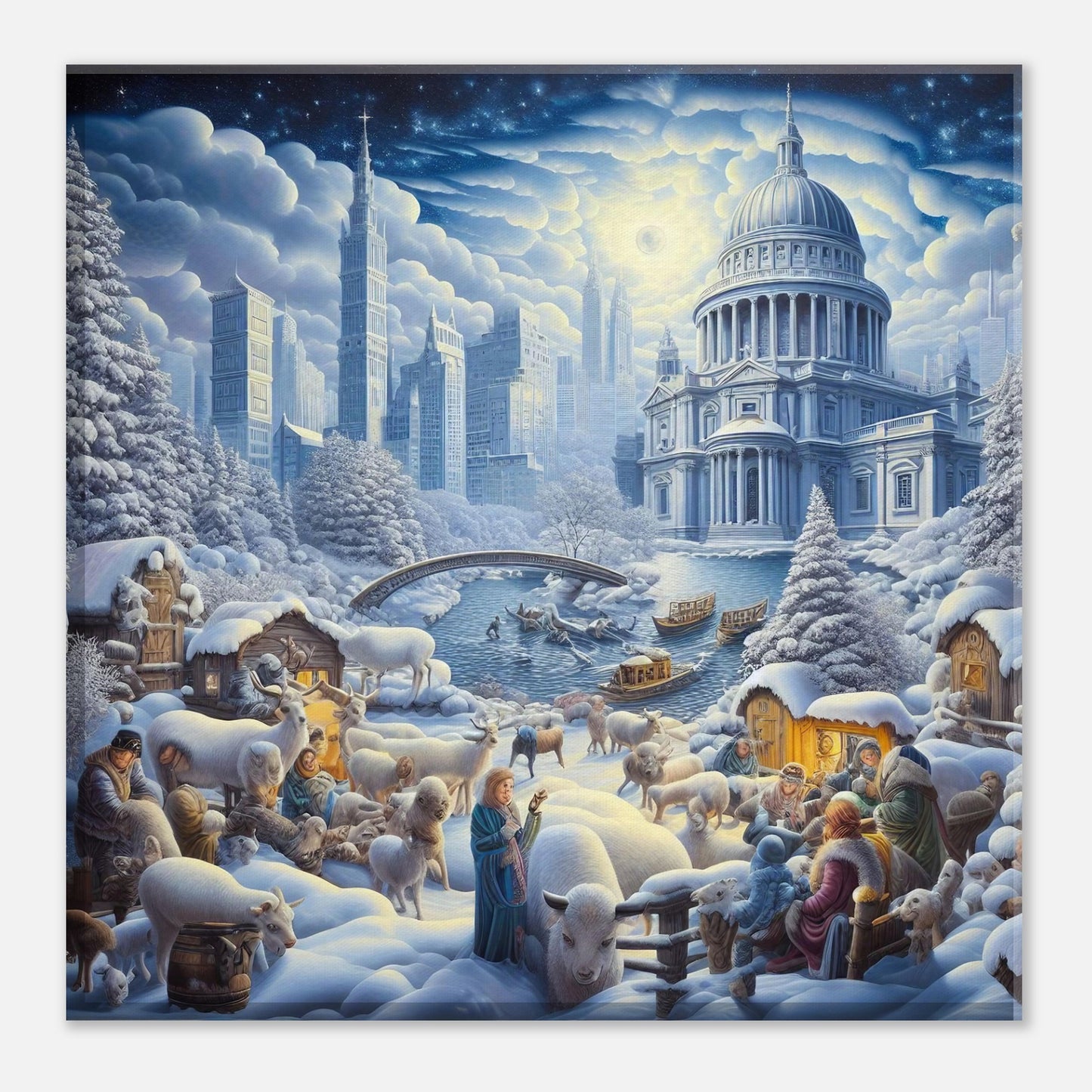 Wall Art - Winter 12 - People, sheep and goats