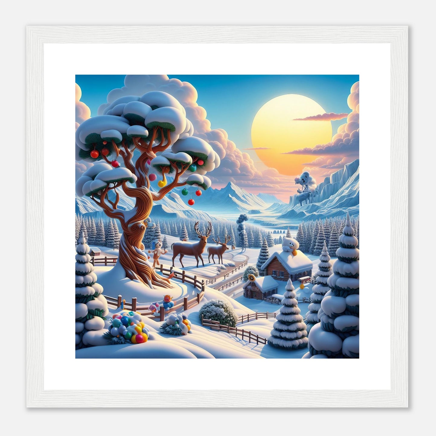 Wall Art - Winter 32 - Deer and tree