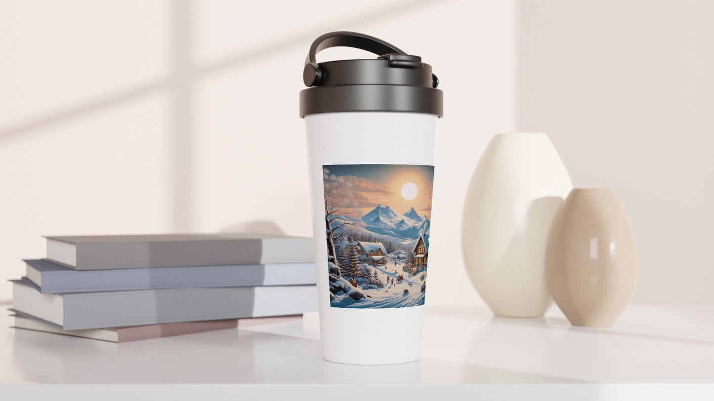 White 15oz Stainless Steel Travel Mug - Winter 87