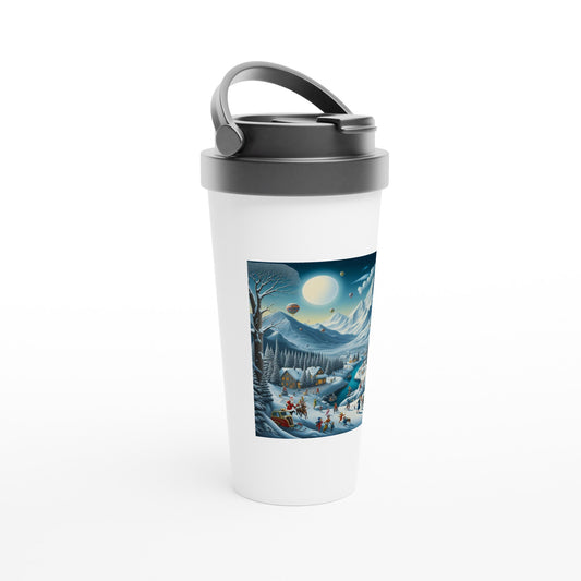 White 15oz Stainless Steel Travel Mug - Winter 88