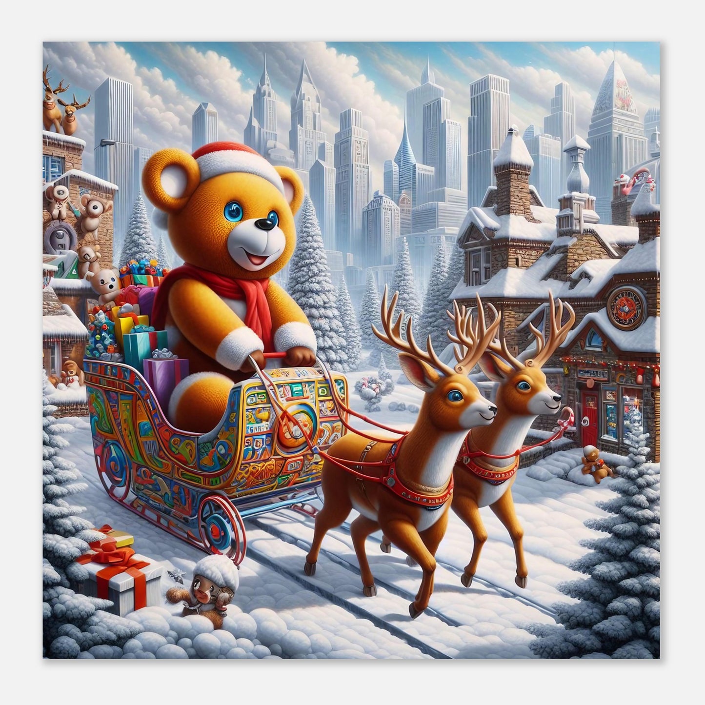 Wall Art - Winter 46 - Bear and reindeer