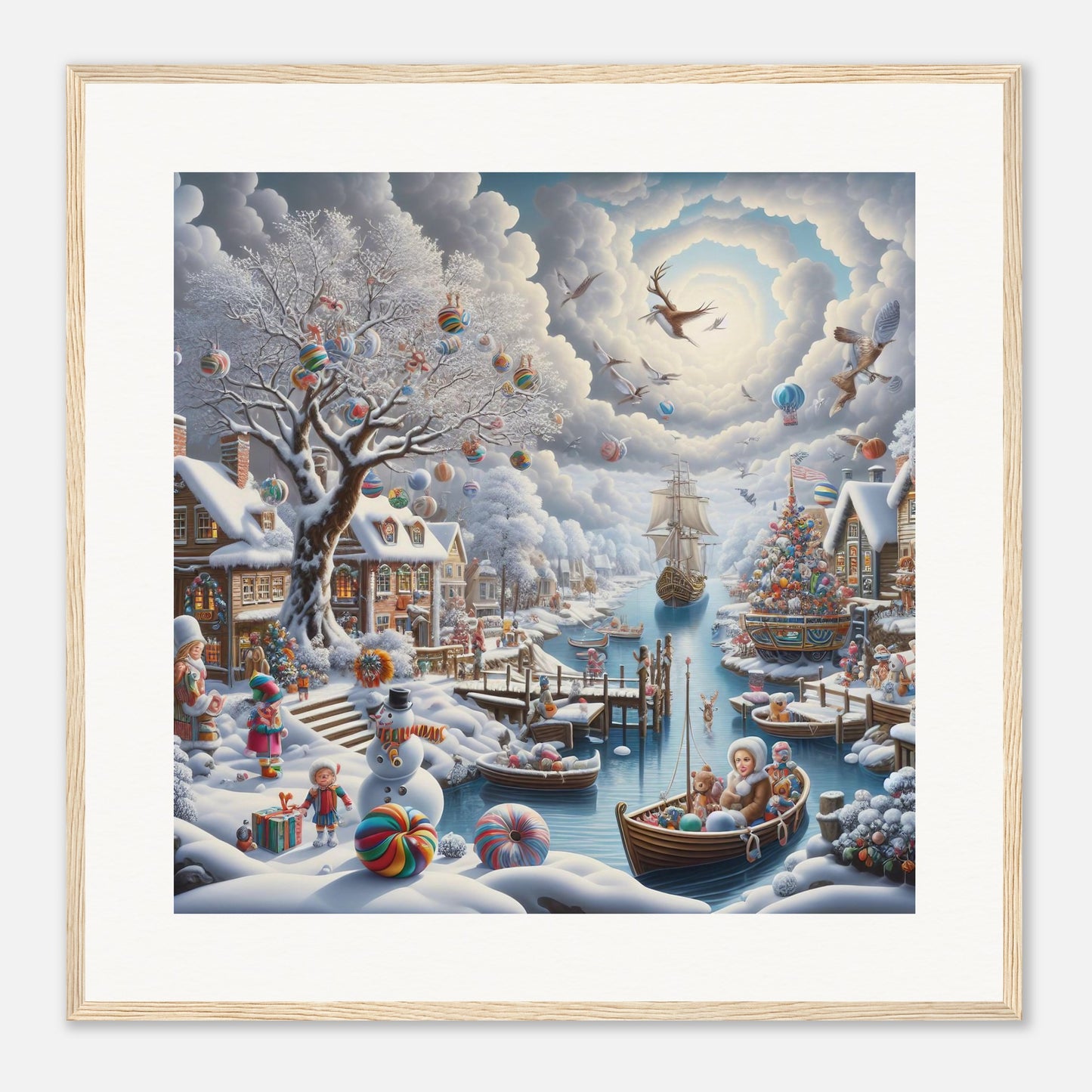 Wall Art - Winter 45 - Snowman and a sailing ship