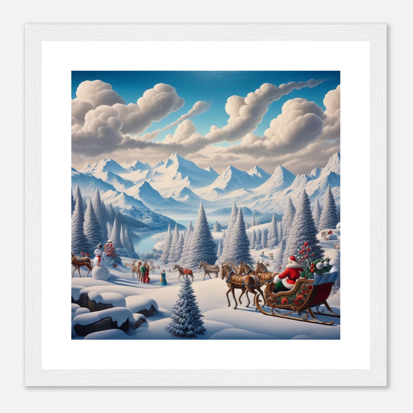 Wall Art - Winter 38 - Horses, Santa Claus and snowman