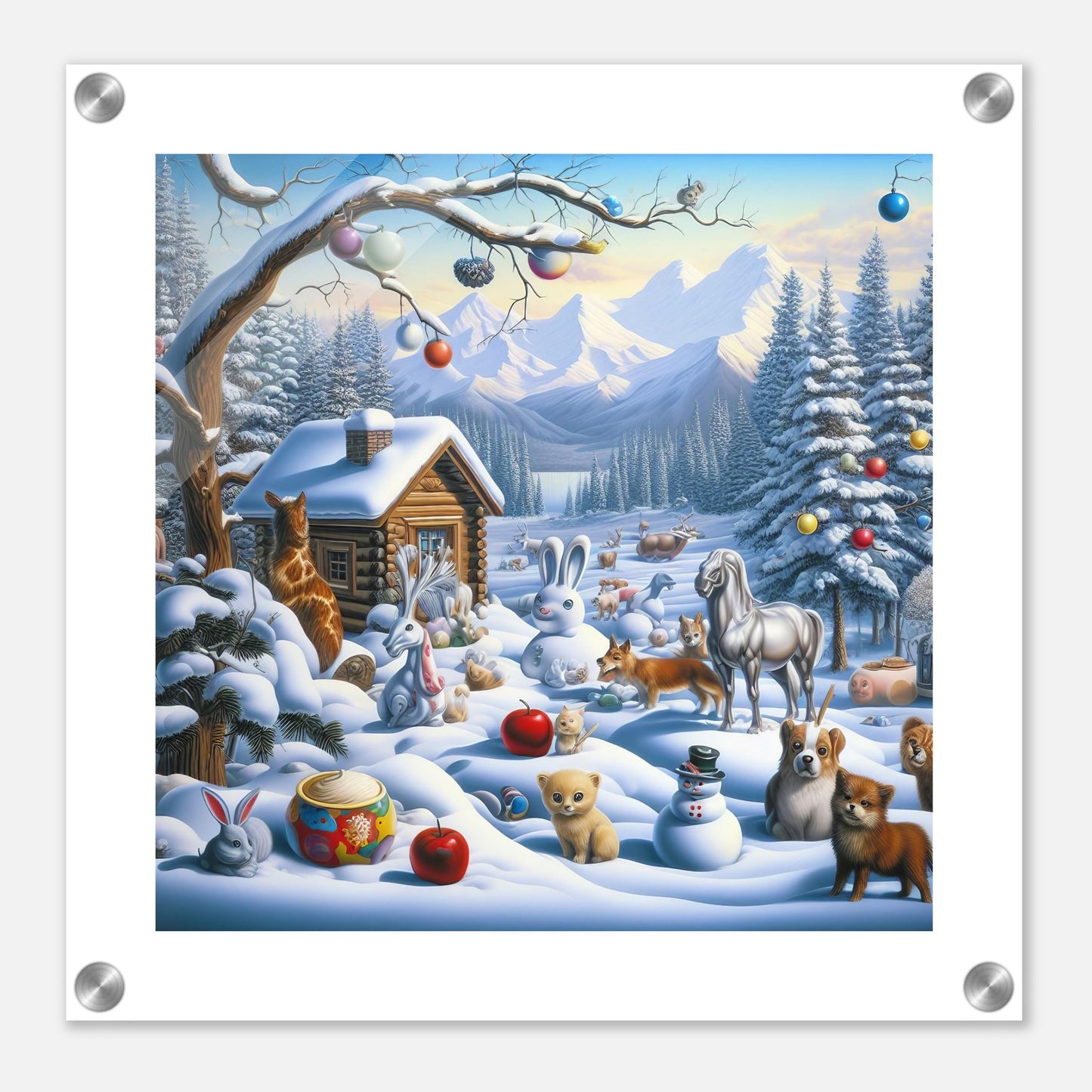 Wall Art - Winter 48 - Rabbit and a fox