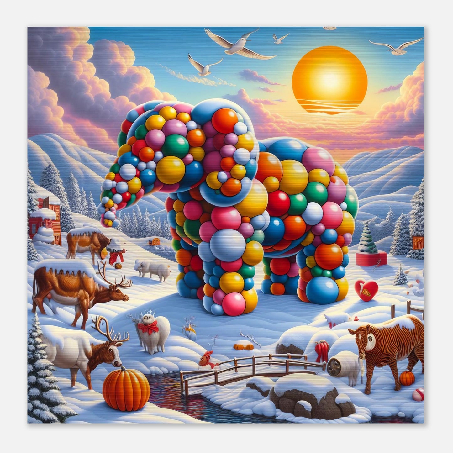 Wall Art - Winter 74 - Elephant and sun