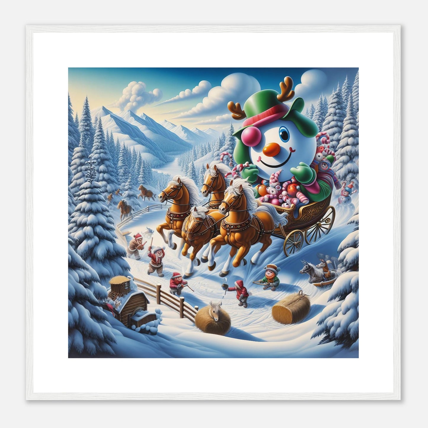 Wall Art - Winter 63 - Snowman in a carriage