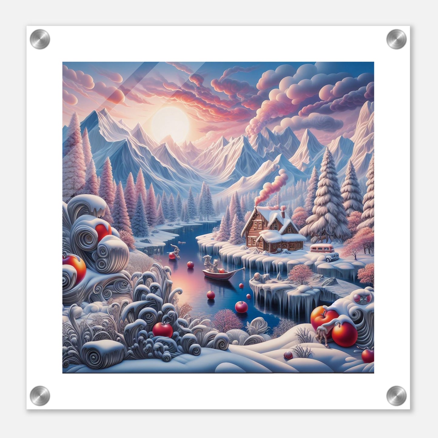 Wall Art - Winter 62 - Small boat on a river