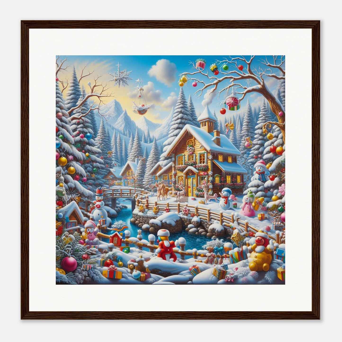Wall Art - Winter 13 - Village nestled in a snow-covered mountain valley