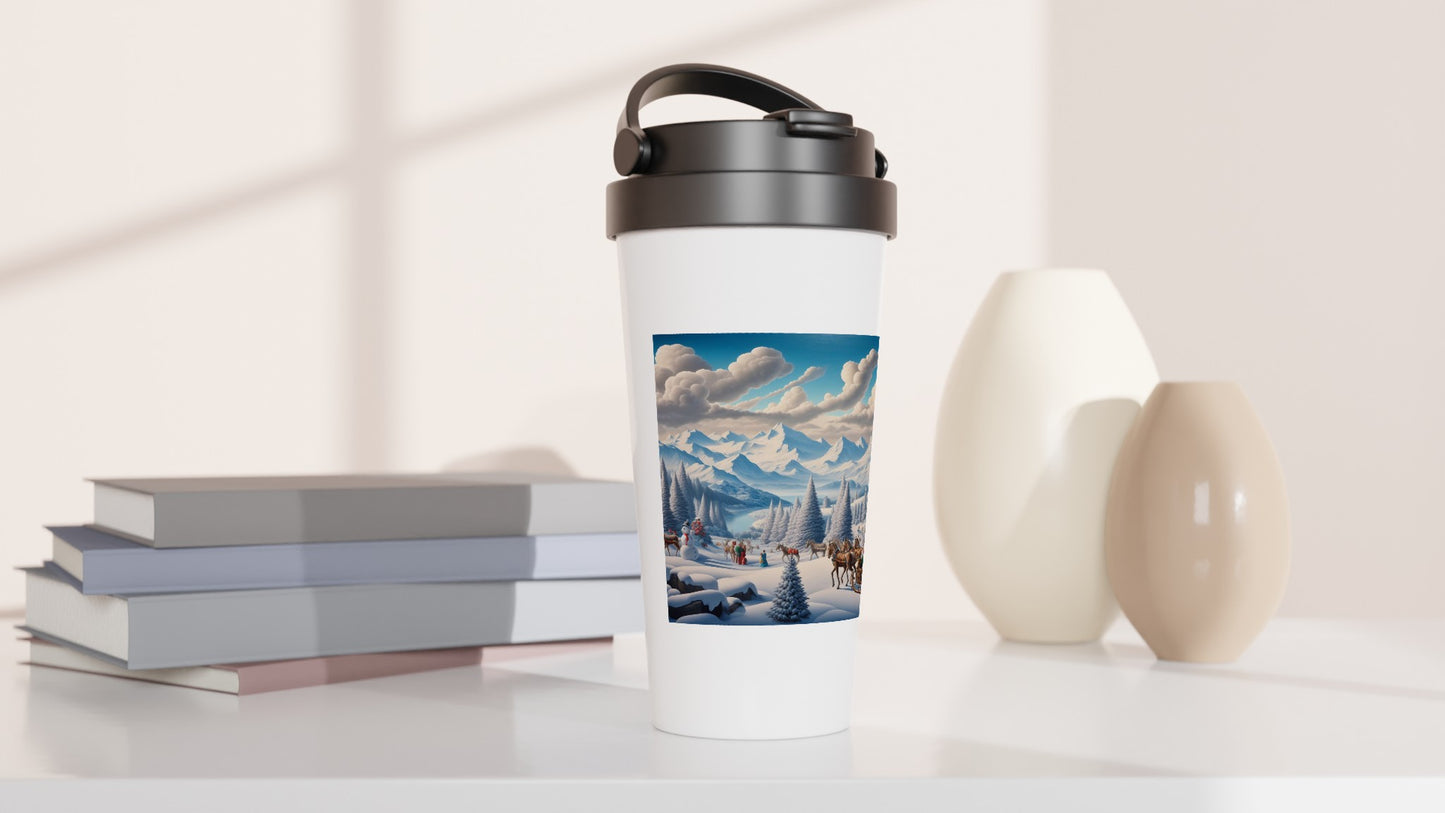 White 15oz Stainless Steel Travel Mug - Winter 94