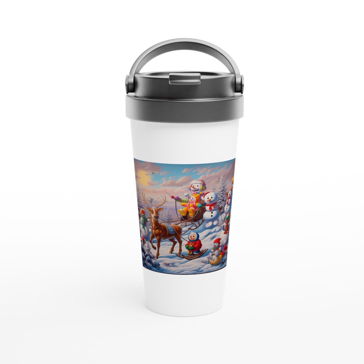 White 15oz Stainless Steel Travel Mug - Winter 77