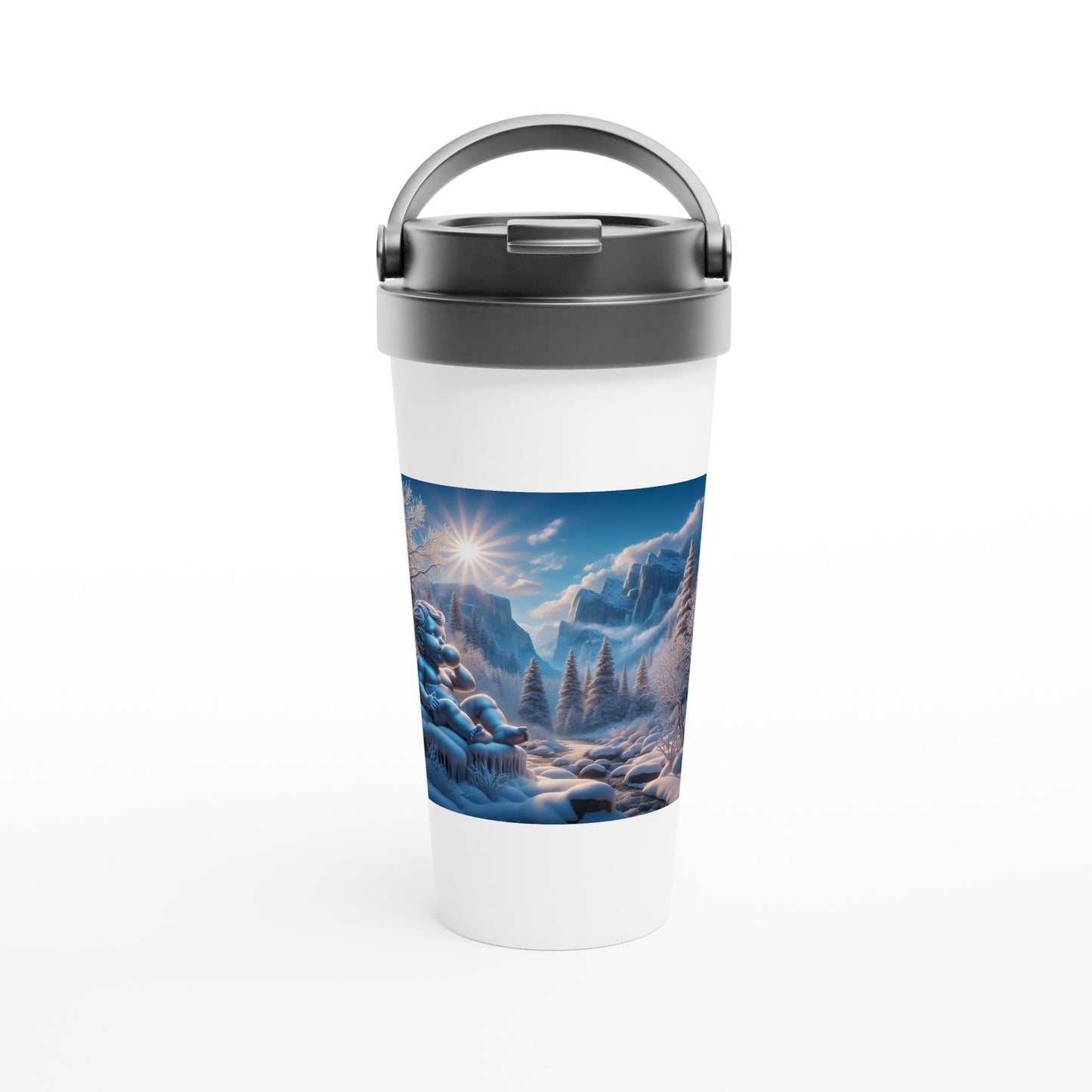 White 15oz Stainless Steel Travel Mug - Winter 119