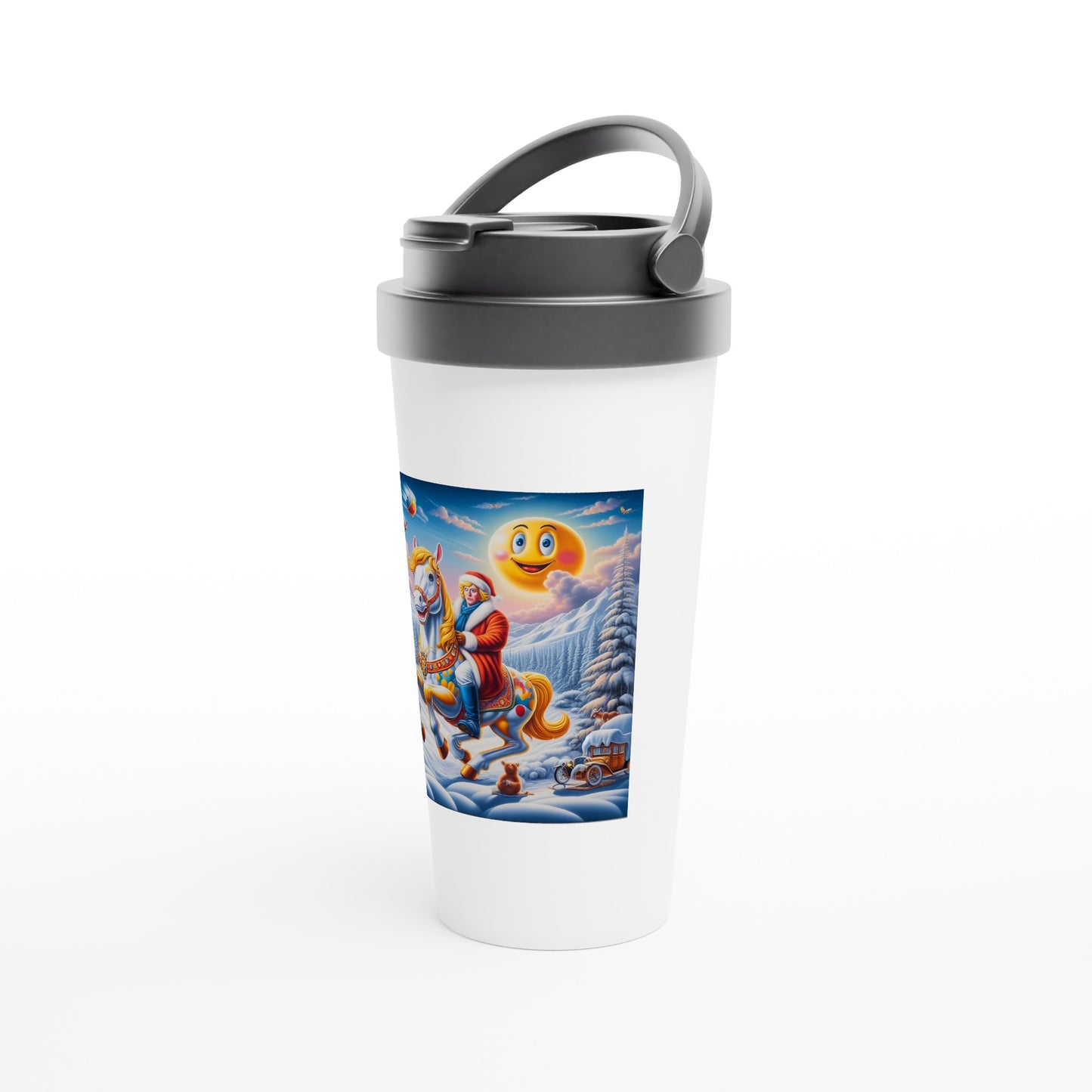 White 15oz Stainless Steel Travel Mug - Winter 148