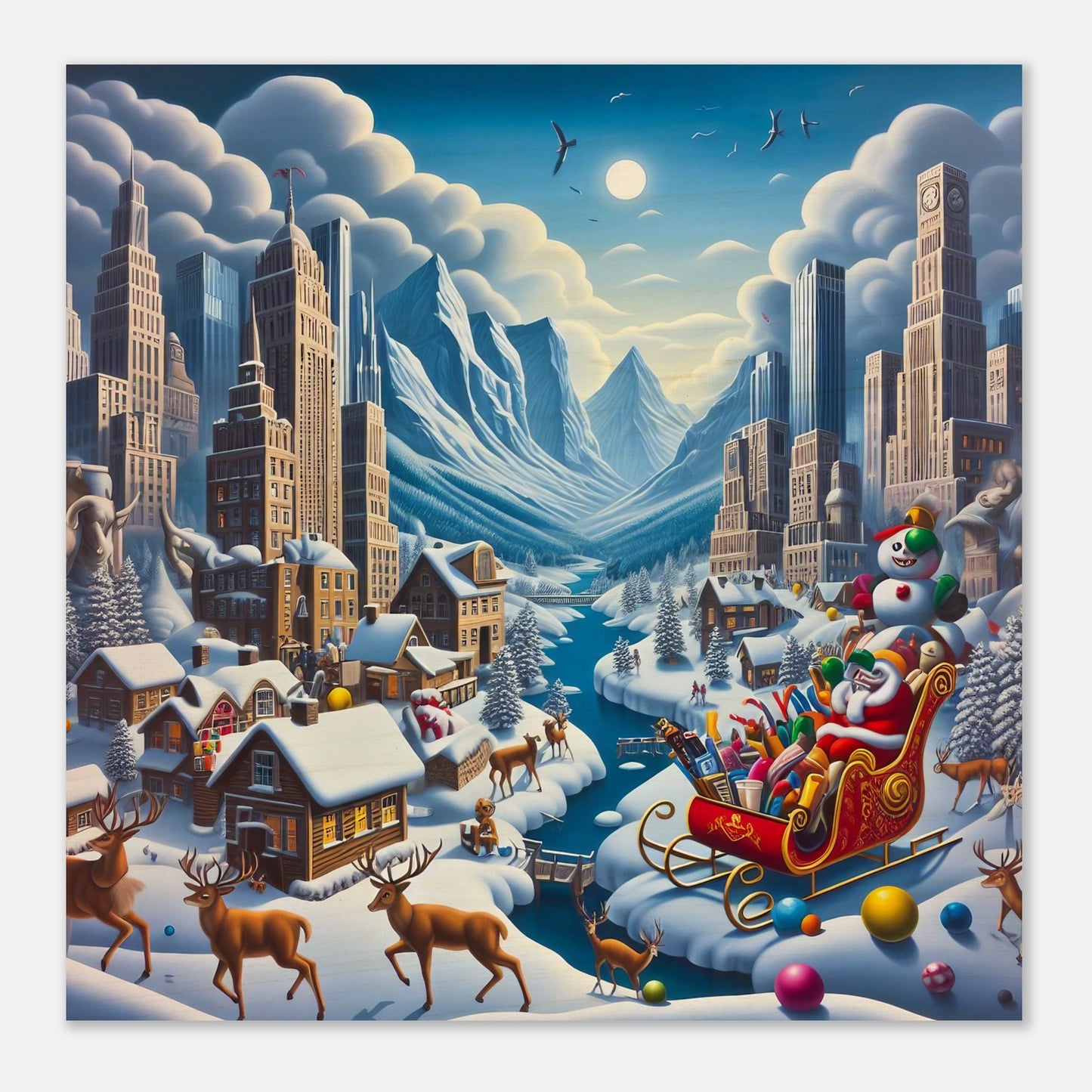 Wall Art - Winter 33 - Sleigh and river