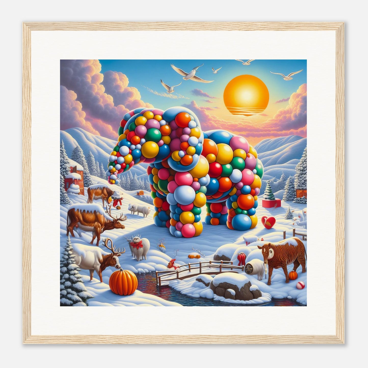 Wall Art - Winter 74 - Elephant and sun