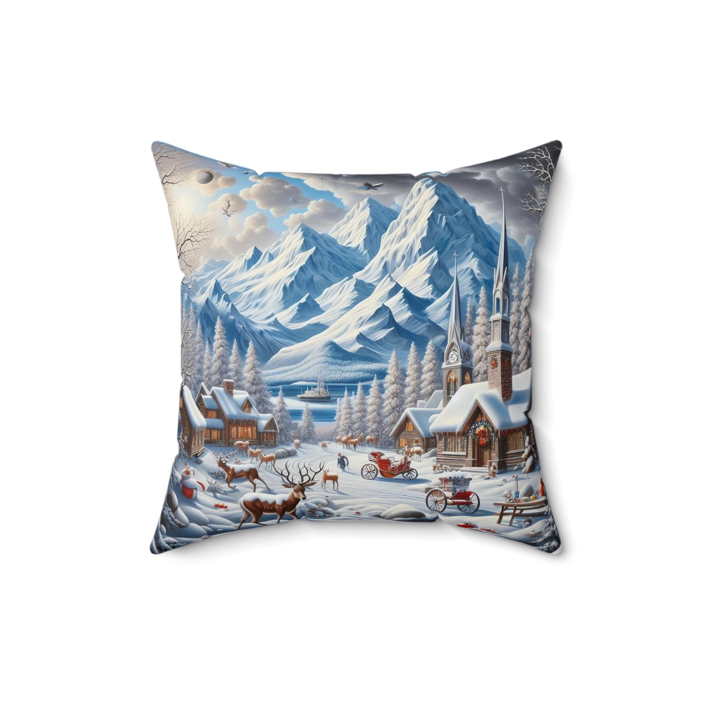 Spun Polyester Square Pillow - Winter 129