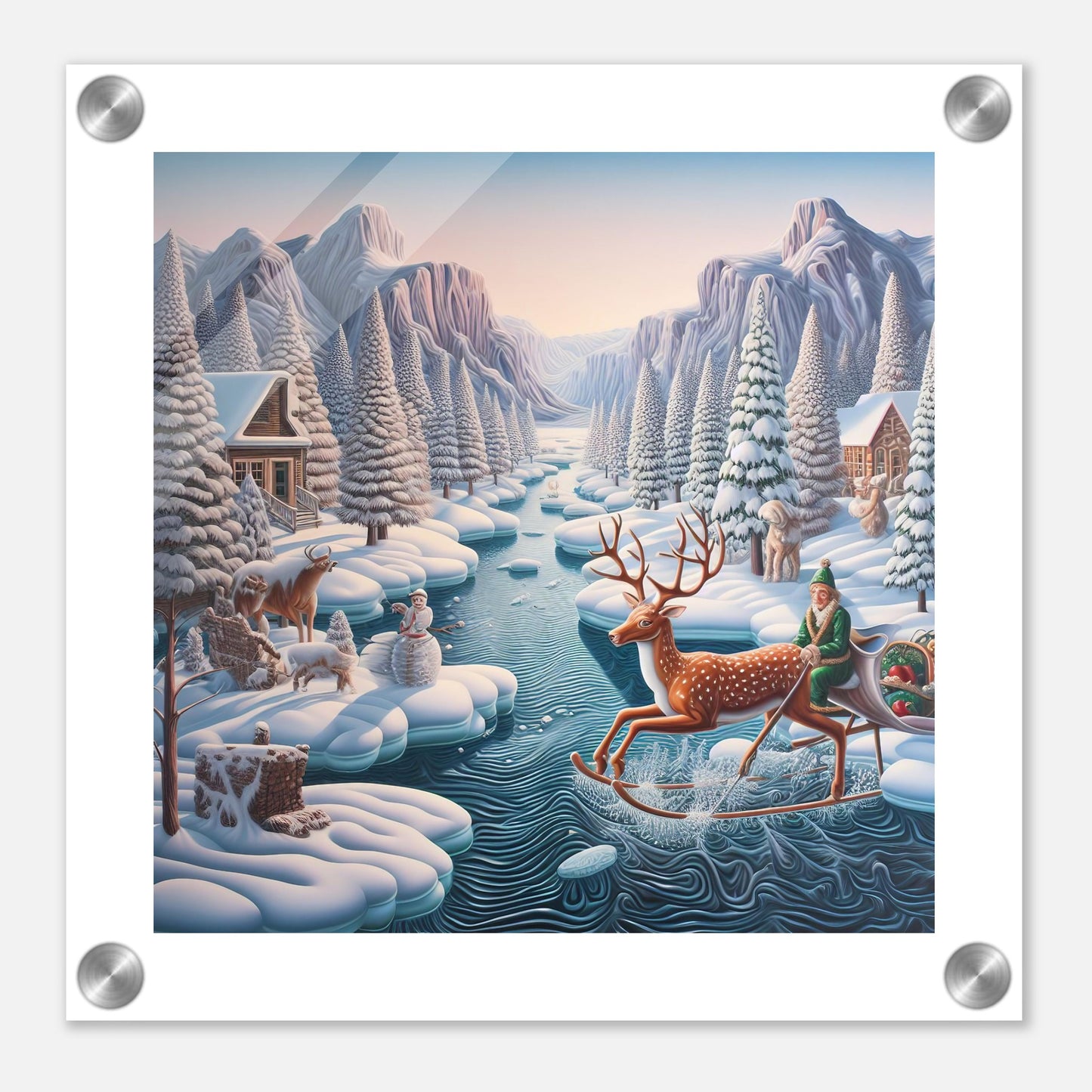 Wall Art - Winter 28 - Deer and Elf