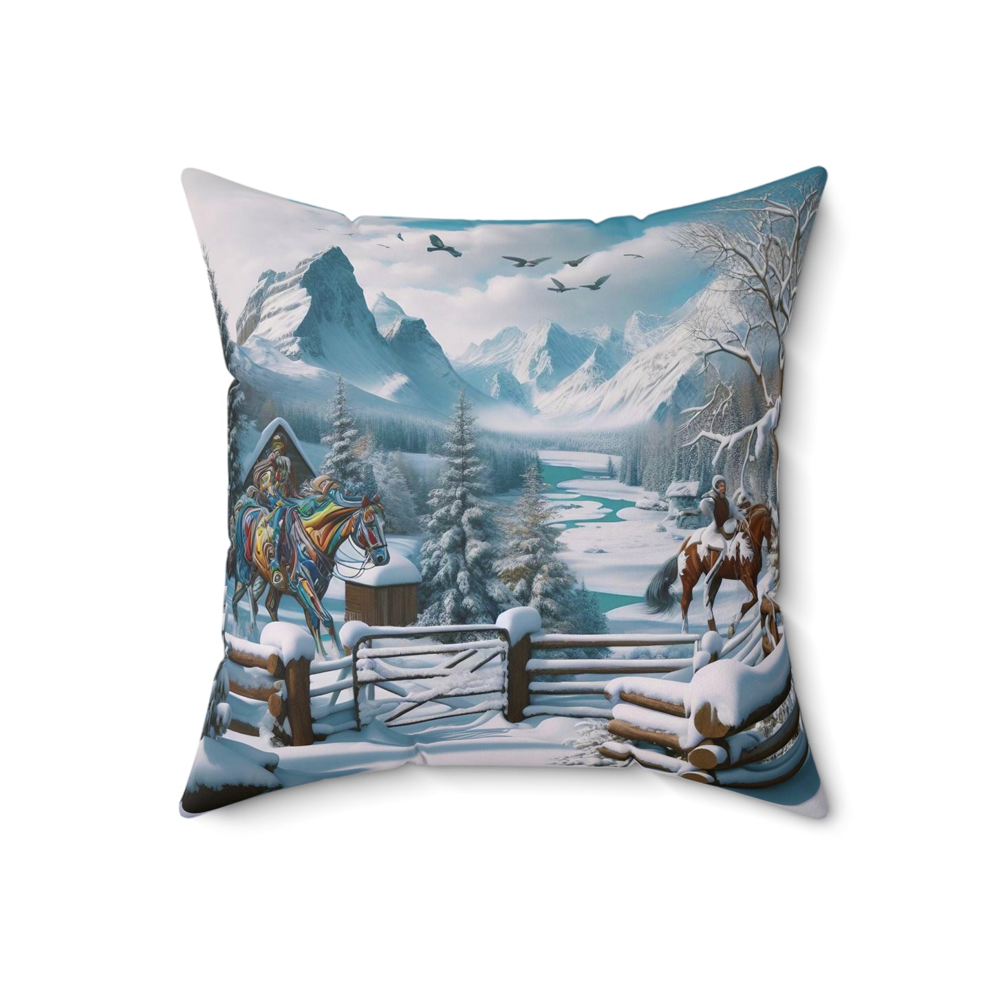 Spun Polyester Square Pillow - Winter 190