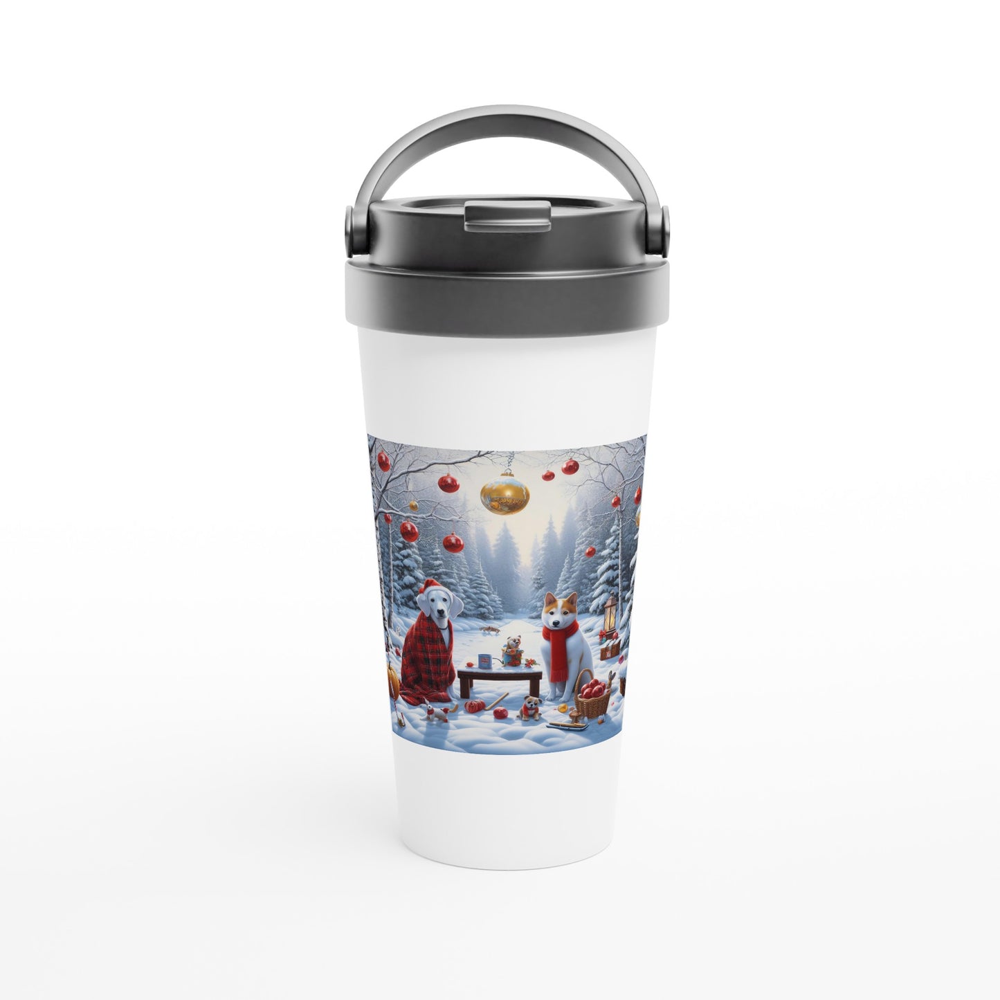 White 15oz Stainless Steel Travel Mug - Winter 97