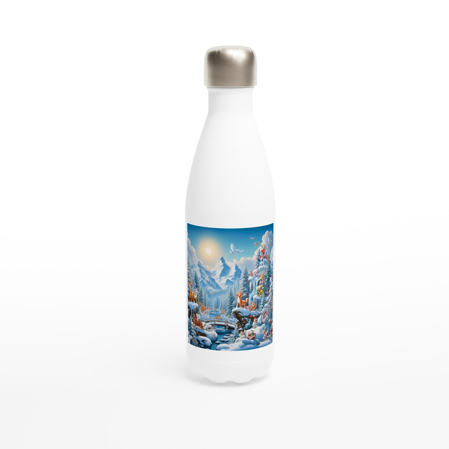 White 17oz Stainless Steel Water Bottle - Winter 234