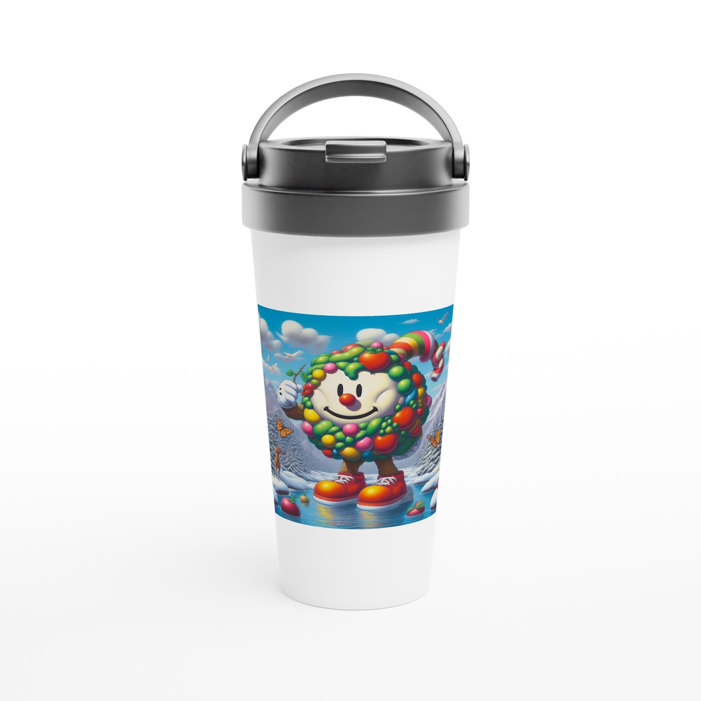 White 15oz Stainless Steel Travel Mug - Winter 93