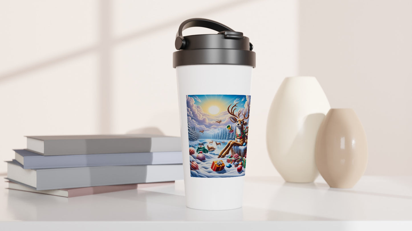 White 15oz Stainless Steel Travel Mug - Winter 117