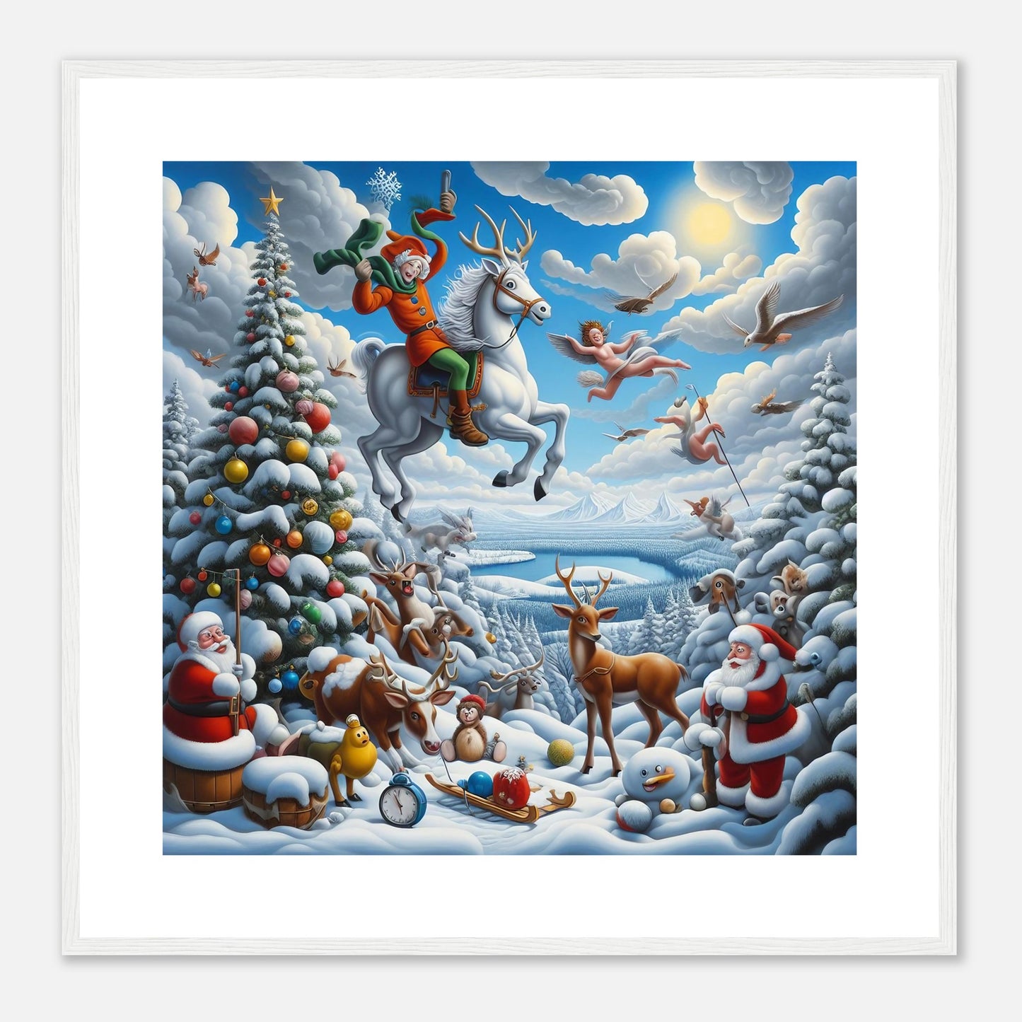 Wall Art - Winter 30 - Flying horse and elf