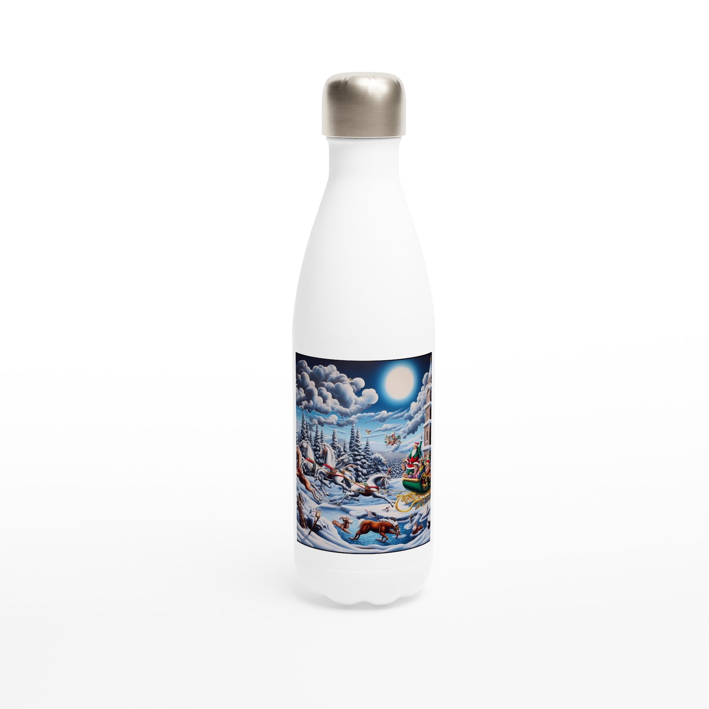 White 17oz Stainless Steel Water Bottle - Winter 136