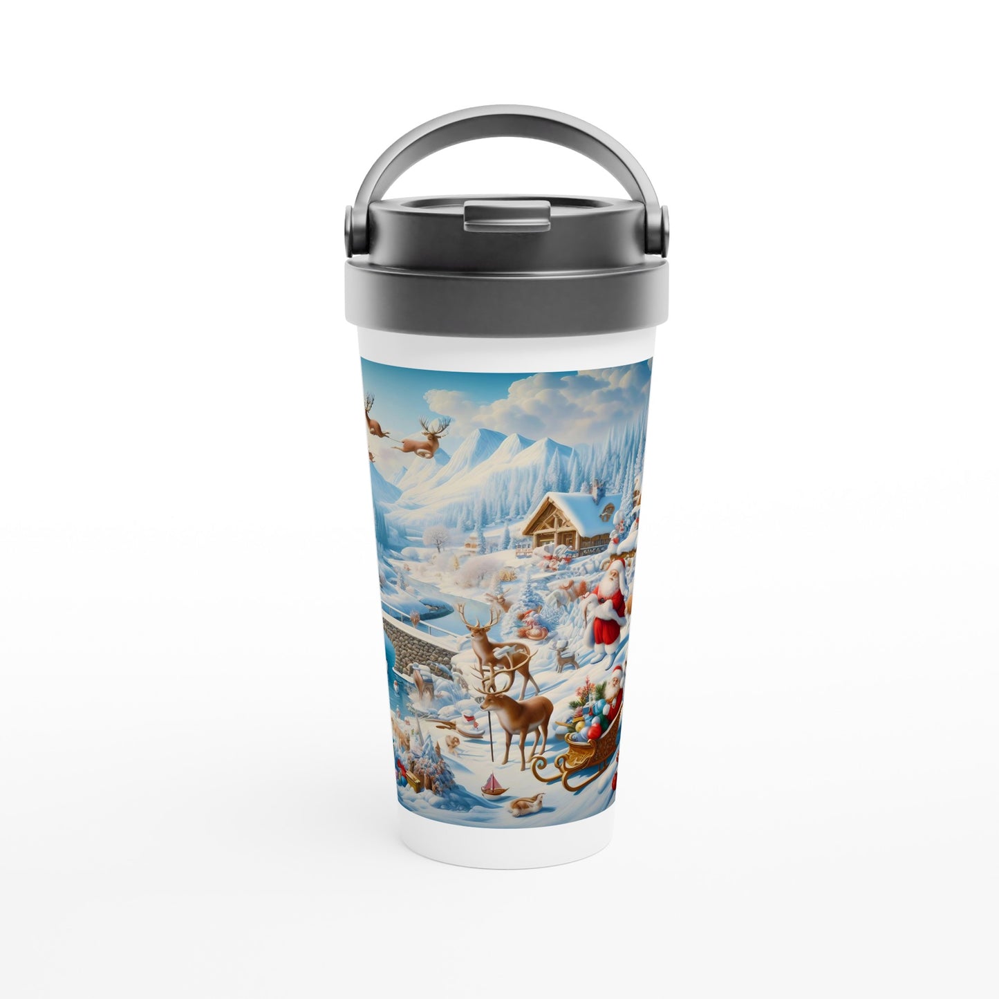 White 15oz Stainless Steel Travel Mug - Winter 172